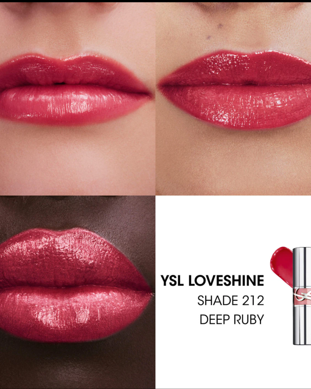 YSL | Loveshine Lip Oil Stick  | 212 Deep Ruby - cool red